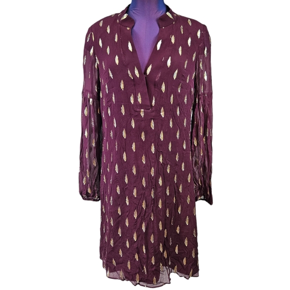 Lilly Pulitzer Shea Silk Dress Cabernet Berry Metallic Embroidered, Size 10 - Picture 10 of 10